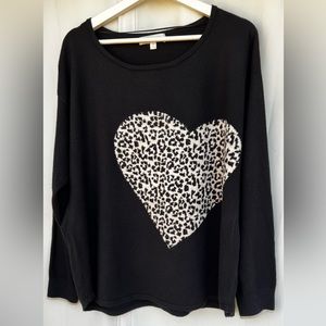 Adyson Parker leopard heart black sweater pullover size 2X